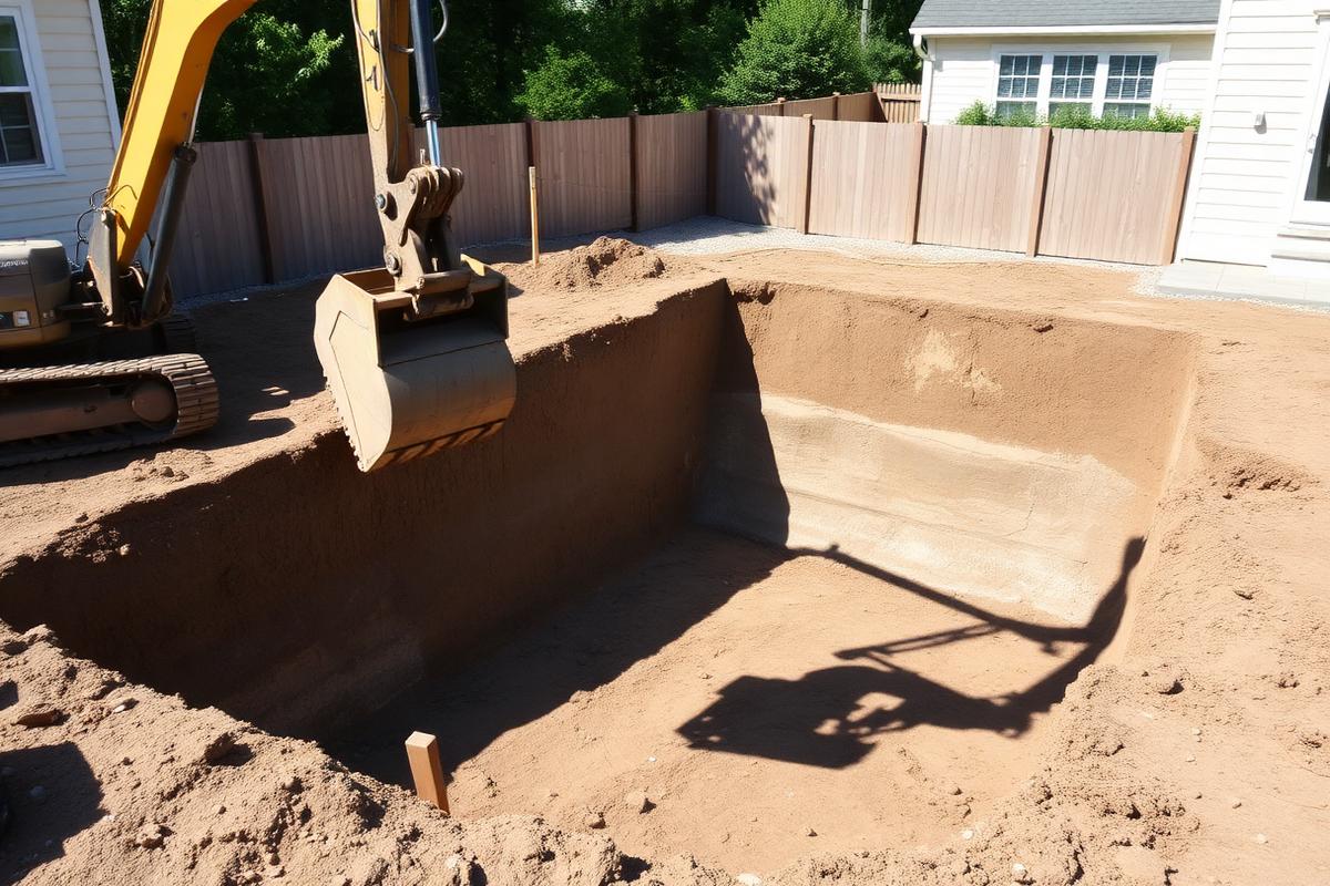Pool excavation dig prepared on a residential property in Hayden, ID